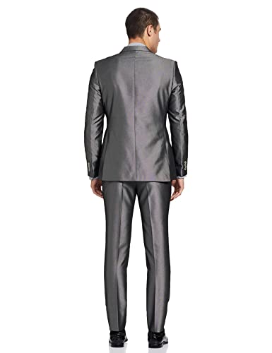 Image of Raymond Polyester Blend Men's Full Sleeve Slim FIT Medium Grey Formal Suit