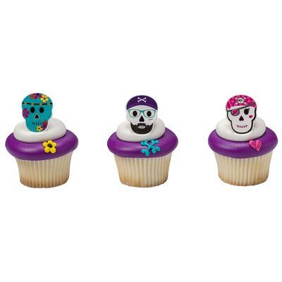 CakeDrake Skull Characters Cupcake Rings - 12 pc