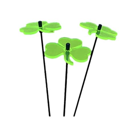 SunCatcher Garden Decor Ornaments Shamrocks, Set of 3 Decorative Garden Stakes, 25cm/10'' high Outdoor Yard Accessory, Great Gardeners Gift, Colour:fluorescent Green Cover