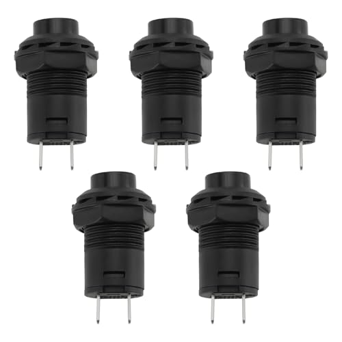 Be In Your Mind 5 Pcs 12mm On Off Latching Push Button Switch, 3A/125VAC 1.5A/250VAC Push Button Switch SPST Replacement Parts for Car Dash Boat DIY, Black