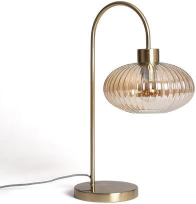 LEDKIA LIGHTING Lampe à Poser Métal et Verre Basile Ambre