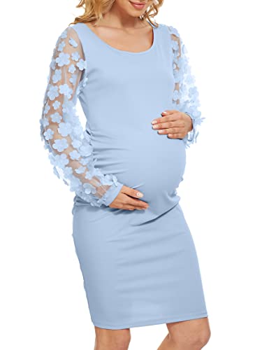 Abkylie Maternity Dress For Baby Shower Maternity Dress For Photoshoot Maternity Dress For Wedding Guest Sky Blue L #TOP2