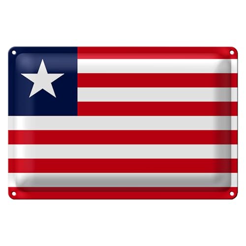 Blechschild | Flagge von Liberia | Dekoration | 20 cm x 30 cm