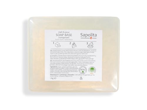 1 kg de base de savon pour la fabrication de savon, savon brut à la glycérine, transparent (sans SLS/SLES)