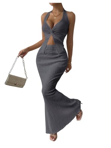 Image of SOLY HUX Women's Two Piece Outfits Twist Front Halter Cami Tops and Skirt Summer Set