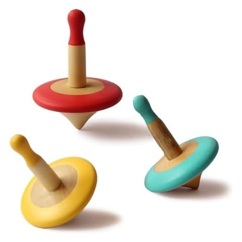 Shumee Colorful Organic Wooden Spinning Tops Cover