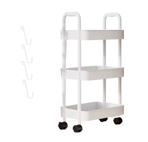 Hwxzuuo 3-Stufiger Bücherwagen mit Rollen