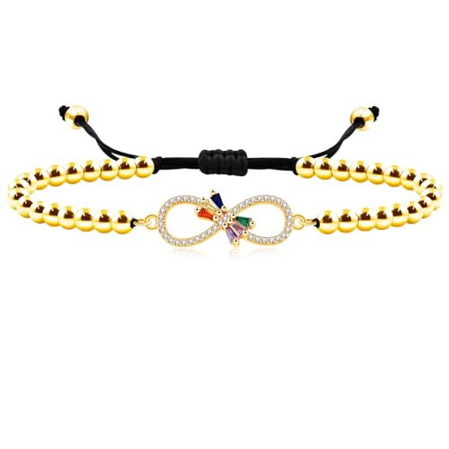 Image of Eternal Shape Butterfly 18k Gold Plated Braided Beaded Bracelets with Zirconia Loyal Heart Bracelet for Women Mom Grandma Sister Best Friends | Mother's Day Birthday Party Christmas Gift YA4729
