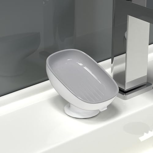 Image of YANCI Self-Draining Soap Dish for Bathroom & Kitchen - Slanted Design Keeps Soap Dry - Durable, Easy to Clean Holder for Bar Soap (White, Pack of 1)