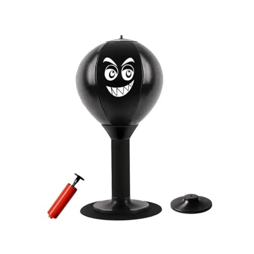 Saco de boxe anti-stress para mesa, saco de boxe secretária, Fun Punch Rage Bag, bola de velocidade de boxe de mesa para mesa de escritório e balcões, inclui ventosa e bomba de ar (preto)
