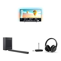 Philips 50PUS8007/12 50 Zoll Smart TV, 4K UHD LED Android TV Mit 3-Seitigem Ambilight + Soundbar mit Subwoofer + Kopfhörer
