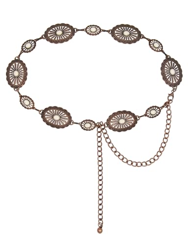 Image of TOPACC Western Metal Concho Belt for Women Cowgirl Chain Belts for Dresses Jeans Country Concert Outfit