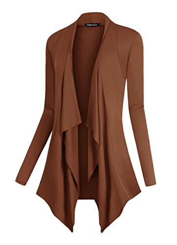 Image of Urban CoCo Women's Drape Front Open Cardigan Long Sleeve Irregular Hem