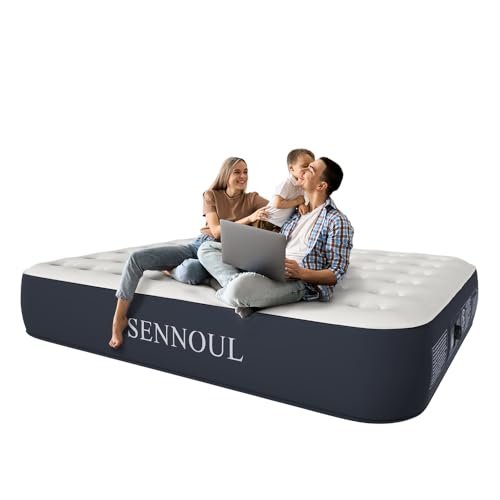 Air Mattress Queen with Built in Pump - Upgraded Blow Up Bed, 2 Mins Quick Self Inflatable, 13"/650lbs Max, Strong Support, All Night No Lost Air, for Camping,Home,Guests & Portable Travel