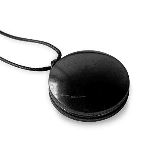Karelian Heritage Authentic Shungite Stone Necklace - Round Shungite Pendant Amulet for Protection & Crystal Healing Meditation