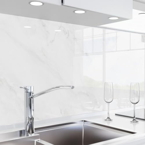 danario Küchenrückwand selbstklebend - Glasoptik - Spritzschutz Küche - versteifte PET Folie -...