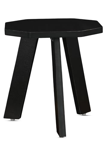 Image of SBF Furniture Wood Mini Hexagonal Side Table, 30 cm, Matte Finish, Modern Minimalist Design, 3 Angled Legs (Wenge Black.)