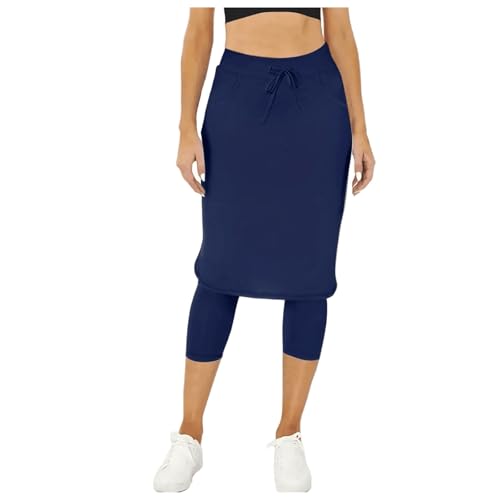 WWricotta Falda de Tenis para Mujer con Leggings Capri incorporados, Bolsillos hasta la Rodilla, Faldas pantalón para Deportes de Senderismo Roja Y Negra