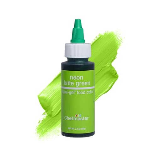 Image of Chefmaster Neon Green Liqua-Gel Food Coloring | Vibrant Color | Professional-Grade Dye for Icing, Frosting, Fondant | Baking & Decorating | Fade-Resistant | Easy-to-Use | Made in USA | 2.3 oz