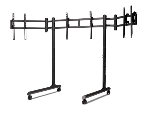 Next Level Racing Round Tube Freestanding Triple Monitor Stand Black