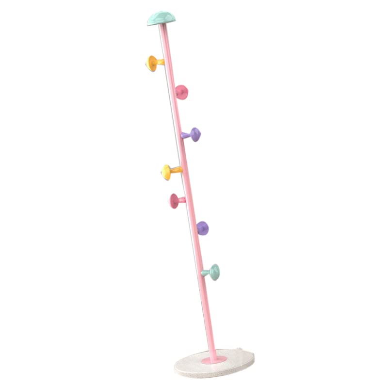 KIMISS Perchero de Madera para Niños con Base Redonda Resistente, Perchero de Pie, de Metal con 7 Ganchos, Artículos para el Hogar Extraíbles, de Pie para Dormitorio (Hada Rosa 167cm)