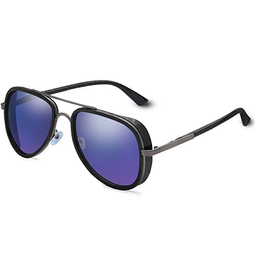 Gothic Steampunk Side Shield Goggles Retro Round Sunglasses For Men Women - Exquisite Packaging