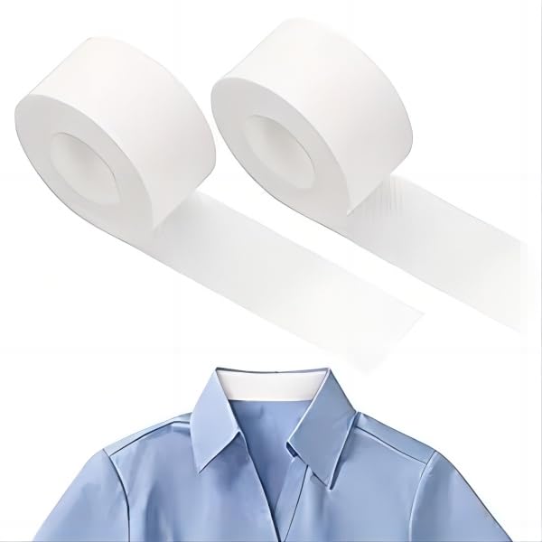 2 Rolls Sweat Pads Collar Protectors For Men's Shirts & Hats, White Shirt Neck Collar Protector Tape, Self-Adhesive Invisible Liner Patches