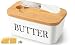 Produktbild Butterdose mit Holzdeckel, Butterdose Keramik mit Buttermesser, Multifunktion Butterdose Porzellan, 250 g Butter Dish, Butterglocke, Butterbox