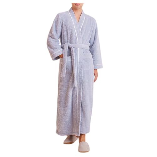 Genérico Albornoz Parejas Otoño Invierno Acolchado Largo Franela Unisex Conjunto Hogar Sensual Suave(Sky Blue, M)