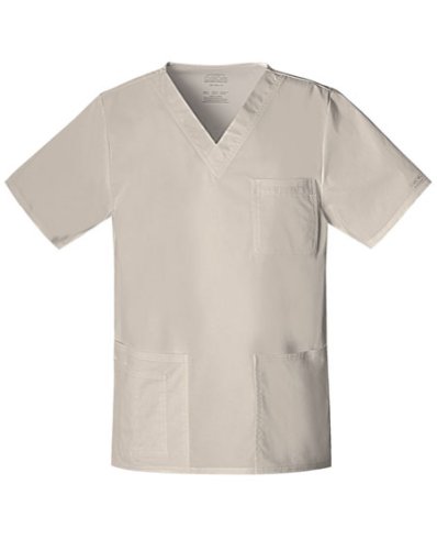 Image of Cherokee WW Core Stretch Scrubs for Women and Men V-Neck Scrub Top | 4 Pockets, Cotton Blend Fabric, Soft Feel, Stretch Comfort, Traditional Fit, Tuck-In Style, Easy Care, Healthcare Wear