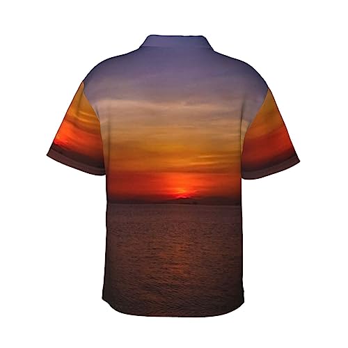 Chemise hawaïenne imprimée au style Sunset décontracté noir