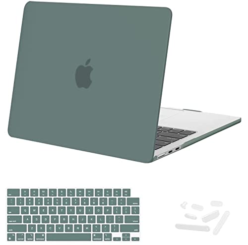 Image of Midkart Case Compatible with MacBook Air 13.6 inch M5 M4 M3 M2 Release 2026-2022 A3449 A3240 A3113 A2681 Touch ID Hard Shell Cover Keyguard Dust Plugs for MacBook Air 13 inch Case, Midnight Green