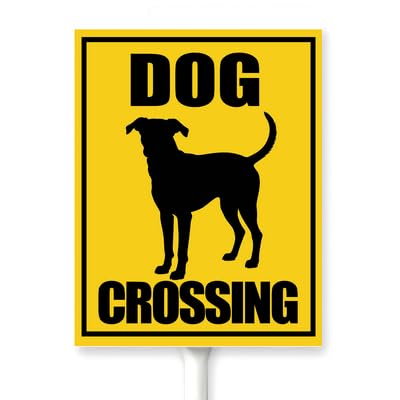 Horienteeon Dog Aluminium Lawn Yard Sign With Stake Dog Area Wildlife Animal Caution Security Neighborhood Street Plaque For Outdoor Yard Garden Decoration Use Easy Install 8x12"