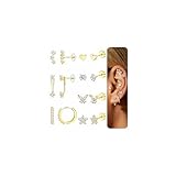 Chriscoco 7 Pares Pendientes Plata de Ley 925 14K Chapado Oro Pendiente Mujer Piercing Oreja Hipoalergenicos Pendientes Aros Plata Dorados Piercing Tragus Helix Cartílago