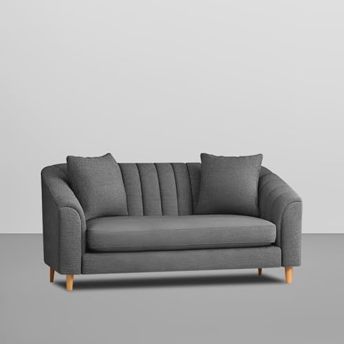 Image of Doraldo 2 Seater Sofa Set for Living Room (Dark Grey) Premium Fabric Sofa