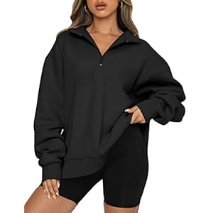 Trendy Queen Womens Oversized Sweatshirts Fall Fashion Hoodies Half Zip Pullover Long Sleeve Shirts Clothes Outfits