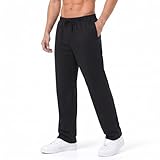 PINSPARK Jogginghose Herren Trainingshose Baumwolle Sporthose Lang Freizeithose Baggy Weites Bein Fitness Yogahose Sweathose Lounge Pants Männer Schwarz XL