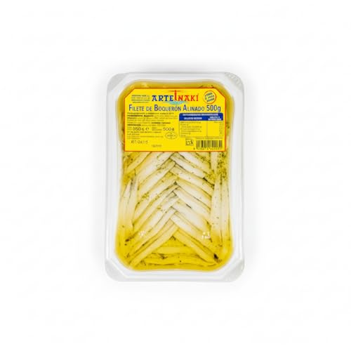 Filetes de Boquerón Aliñados con Ajo y Perejil Natural - 500g Peso Escurrido - Listos para Consumir, Aperitivo Tradicional en Aceite - ARTEIÑAKI - Tarrina Refrigerada 650g - NEXU