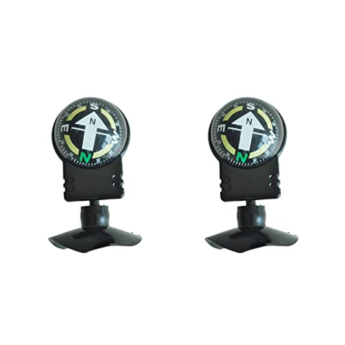 Deechate 2X Brujula Brujula Negro Plastico con Ventosa para Coche