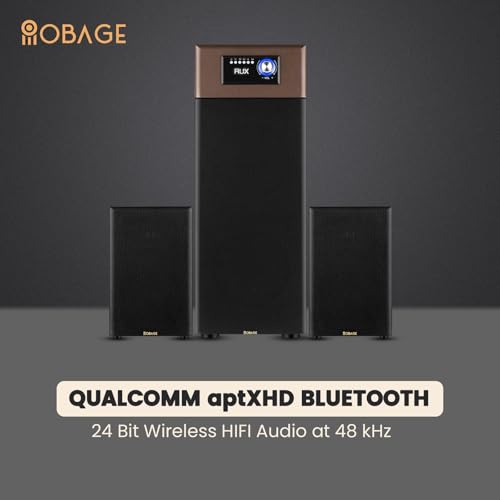 Image of OBAGE X12 HiFi 2.1 Speaker System with Qualcomm aptX HD | Dual 6.5 inch Subwoofer Drivers & Silk Dome Tweeters | Bluetooth, Optical & AUX | 24-Bit High Fidelity Audio for Rooms up to 300 sq. ft.
