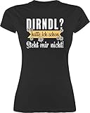 Kompatibel mit Oktoberfest Damen Trachtenshirt - Dirndl - Hatte ich Schon Steht Mir Nicht - L - Schwarz - Dirndl Shirt sprüche - L191 - Tailliertes Tshirt für Damen und Frauen T-Shirt