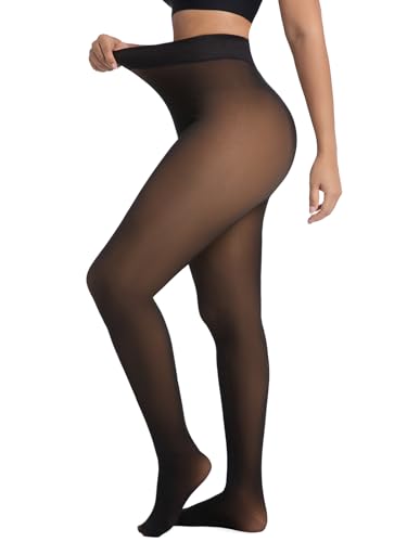 Image of Blostirno Women's Fleece Lined Tights Thermal Pantyhose Leggings Opaque Winter Warm Thick Stockings Tights