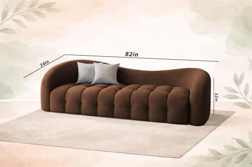 Image of Casaliving Ariana Modern Premium Boucle Fabric Sofa, Upholstered 3 Seater Sofa Set for Living Room, (Brown Colour) Premium Boucle Fabric Sofa