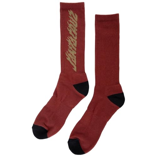 SANTA CRUZ Solid Flame Strip Crew Socks Maroon 9-11 1 Pair Mens2