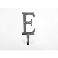 Cast Iron Letter E Alphabet Wall Hook 6\" - Metal Wall Hanging - Decor Nautical