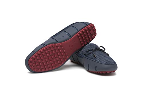 SWIMS Mens Loafers, Braided Lace Shoes for Men, Casual Beach Loafer, Comfortable Summer Shoe, Stylish Lightweight Walking Footwear, Quick Dry Breathable Eco Friendly Footbed (Navy/Red,9.5)4