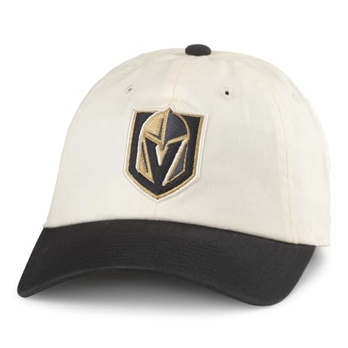 AMERICAN NEEDLE Vegas Golden Knights Officially Licensed NHL Blue Line Adjustable Snapback Baseball Hat Ivory/Black (EM004A-VGK-IBLK)