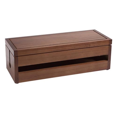 Boîte de rangement câble Amosfun en bois Fortune Paulownia couleur café