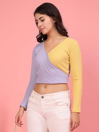 Image of Rigo Casual Wear V Neck Rib Knit Top for Women | Slim Fit Long Sleeves Western Tops for Women