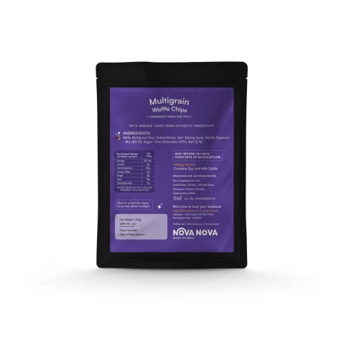Image of NOVANOVA Waffle Chips I Sugar-Free, Protein Rich And Multigrain|Multigrain, Sugar Free, Choco Drizzle|Maida And Refined Sugar Free Healthy Sweet-Snack I 100% Eggless - 140 Gm